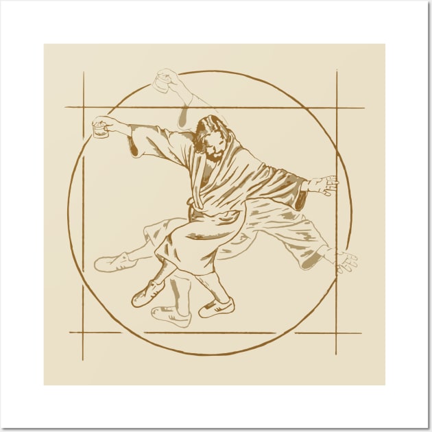 Vitruvian Dude - Big Lebowski Yoga Pose Wall Art by GIANTSTEPDESIGN